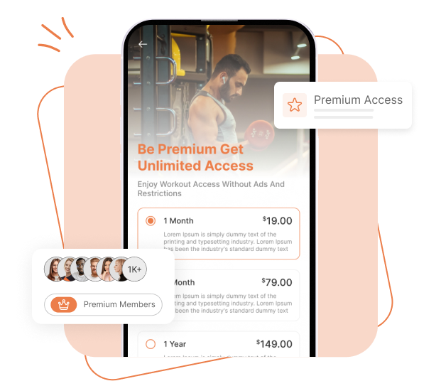 Subscription plan for Best Fitness App for User
